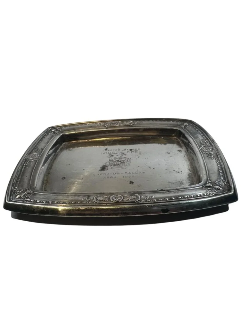 1959 Sheraton Dallas Texas Hotel London Club Silver Change Tip Tray Reed Barton